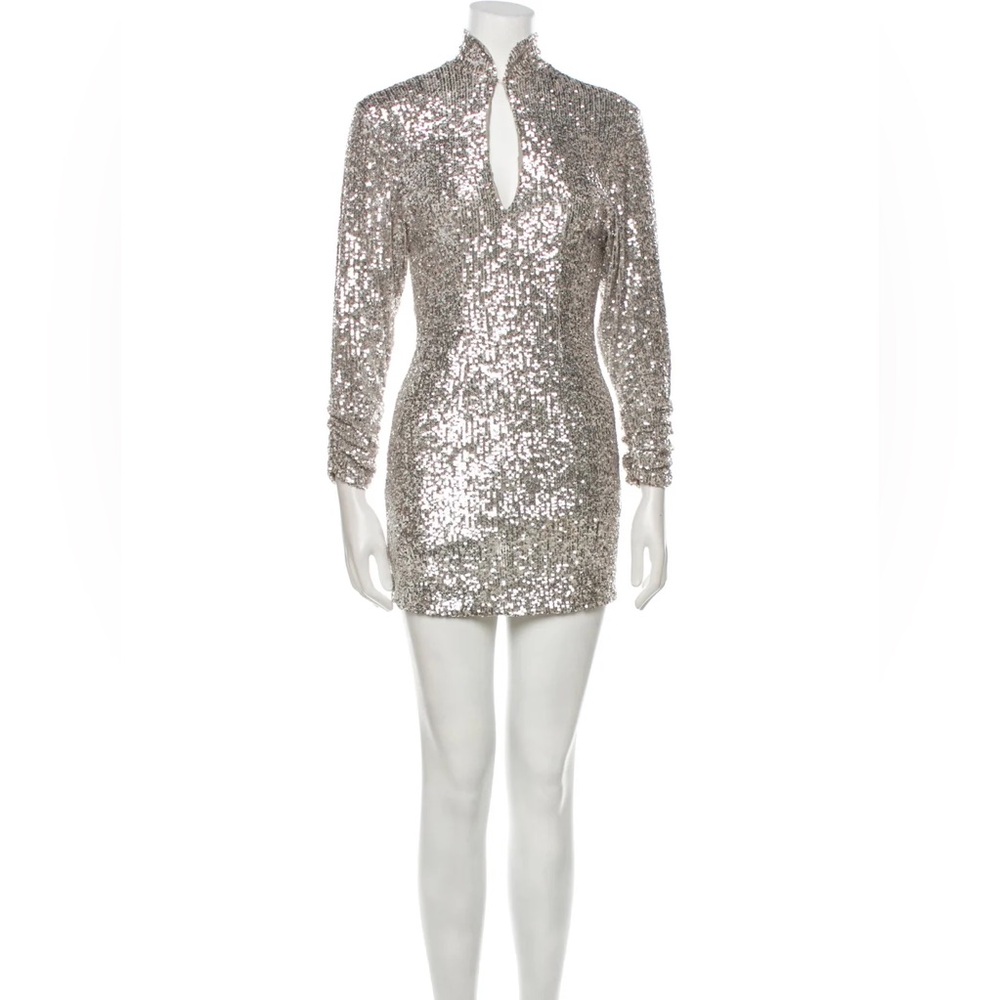 Ronny Kobo Sequin Mock Neck Mini Dress